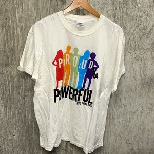 Proud & Powerful NYC Pride 2011 White Short Sleeve T-shirt- Large